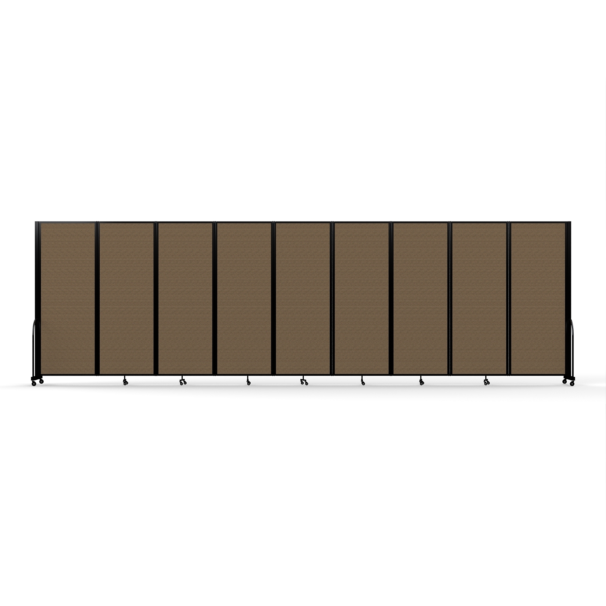 Screenflex Full Motion Divider — 7ft. 6in. x 25ft. 1in., Black Frame, Walnut, Model# FSH-769-B-DO
